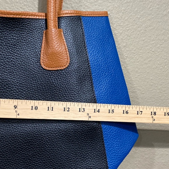 Neiman Marcus Pebbled Tote Hand Bag Multicolor Black Brown Faux Leather Purse - Picture 3 of 8